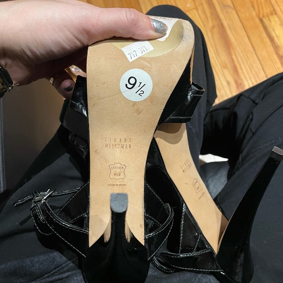 Glossy Leather Crisscross Straps Sandals High Heels Stilettos Pumps Vintage Y2k - Picture 8 of 8